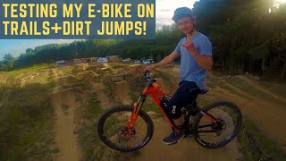 Electric bike on trails+dirt jumps!