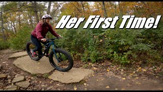 Her first time mountain biking!