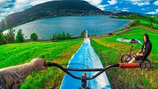 SUPER FAST BMX RIDE DOWN SLIP 'N' SLIDE JUMP