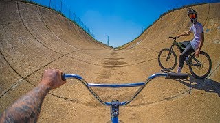 BMX VS MTB DOWN BIG HALFPIPE DRAINAGE!