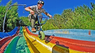 MINI BMX LONG JUMP CHALLENGE IN WATERPARK!