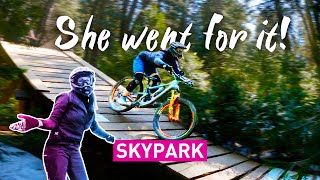 She went for it! Skypark at Santa's Village...