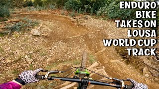 ENDURO BIKE TAKES ON LOUSA WC DH TRACK!!!