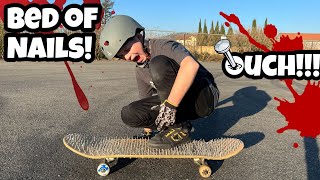 Skateboard Tricks On A Bed of NAILS!?! Can I...