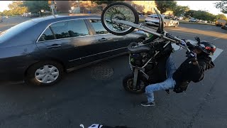 SYHIR ALMOST GOT HIT BY A CAR IN A WHEELIE!!