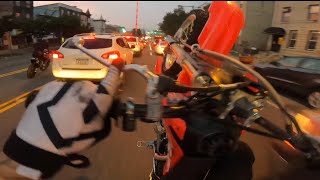 CRAZY CRF150RB WHEELIES THROUGH TRAFFIC!!