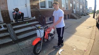 LITTLE BROTHER FIRST TIME RIDING A DIRTBIKE!!
