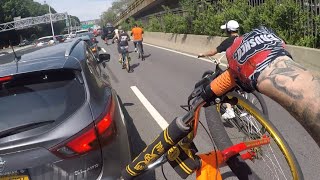 PEDAL BIKES TAKE OVER NYC HIGHWAY!!