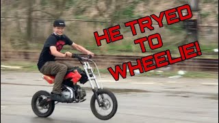 MIKES FIRST TIME ON A DIRTBIKE!!