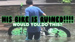HIS BIKE IS RUINED!!!
