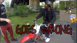 TEACHING HIM HOW TO WHEELIE GOES WRONG!!!!
