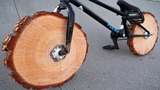 DIY WOOD WHEEL BMX BIKE RIDING