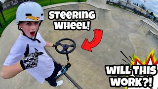 Steering Wheel SCOOTER at the Skatepark! Can I...