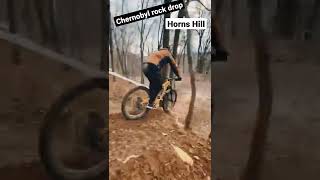 Hitting the Chernobyl rock drop at Horns Hill...