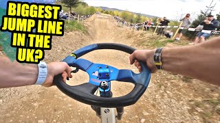 STEERING WHEEL BIKE vs BIGGEST MTB JUMP LINE...