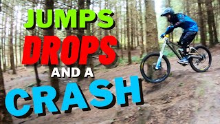 MTB Beginner Encounters Some Small Jumps And Drops