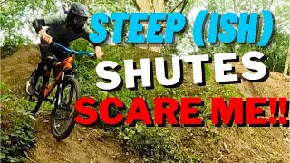 Beginner MTB'er Tries Riding STEEP chutes