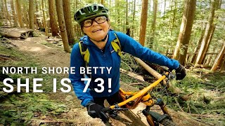 73 Years old Woman Mountain Bikes down Double...