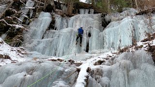 Ice Climbing - Left Wall Lead - Ganoga Falls,...