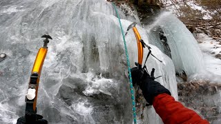 Ice Climbing - (POV) 2nd on Left Wall at...
