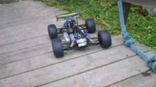 RC Kyosho DBX trying to climb a slide