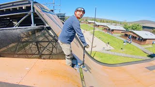 50 YEAR OLD SCOOTER DROP IN ON MEGA RAMP