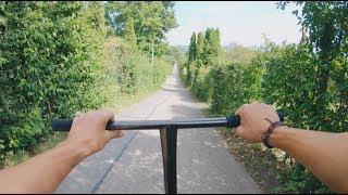 riding down a big hill on my scooter in Germany