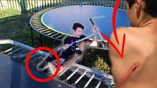 BACKYARD TRAMPOLINE PARK! *ACCIDENT*