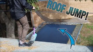 TRAMPOLINE SCOOTER ROOF JUMP!