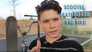Scooter Skate Bike vs. Trampoline!