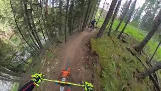 Rampage trail in Moose Mountain with Bike ta Bai.