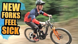 FITTING NEW FORKS ON MY ENDURO BIKE AND SHREDDING!