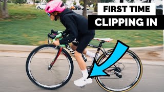Clipping in for the FIRST time on a ROAD BIKE