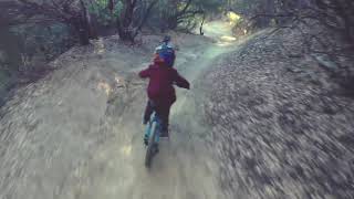 Kid Rides Technical Mountain Bike Downhill...