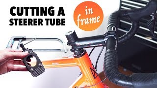 Cut a fork steerer tube with the fork in the...