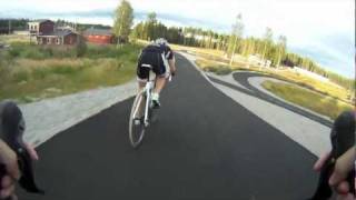 Road cycling on a roller ski track with GoPro HD