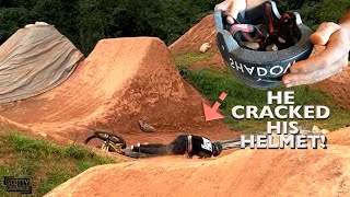 THIS CRASH CRACKED HIS HELMET BUT IT SAVED HIS...