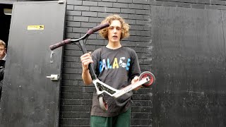Flips on a mini scooter (dangerous backflip fail)