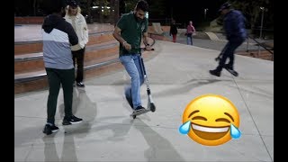 RANDOMS TRY SCOOTERING FOR THE FIRST TIME