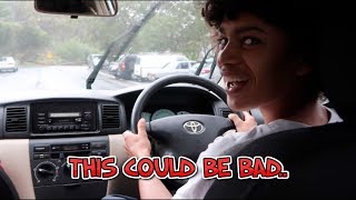 ILLEGALLY DRIVING A CAR ON THE ROAD..