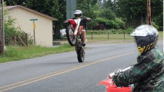 ILLEGALY RIDING DIRTBIKES ON THE ROAD..