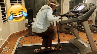SCOOTER KID VS TREADMILL *GONE WRONG*