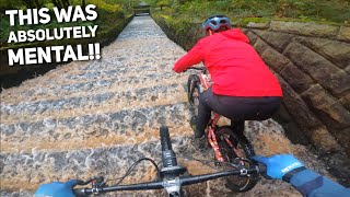 RIDING MTB DOWN A SUPER CRAZY STORM DRAIN!!