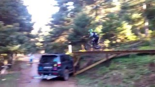 Road Gap Jump Over 4x4 on Bike