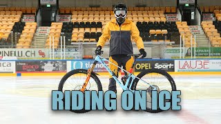 Riding a mountain bike on ice