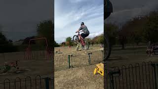 Biking down a huge slide! #mtb #biking #scary...