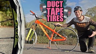 DUCT TAPE TIRES ON MY MOUNTAIN BIKE!