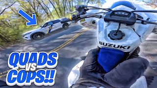 WHEELIE PAST COPS ON MY LTZ400!!