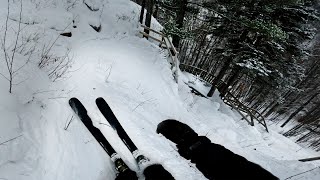 Skiing on the Mountain Bike Trails at Mont Ste...