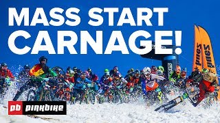 Crazy Start To Bike Race - Crashes Everywhere!